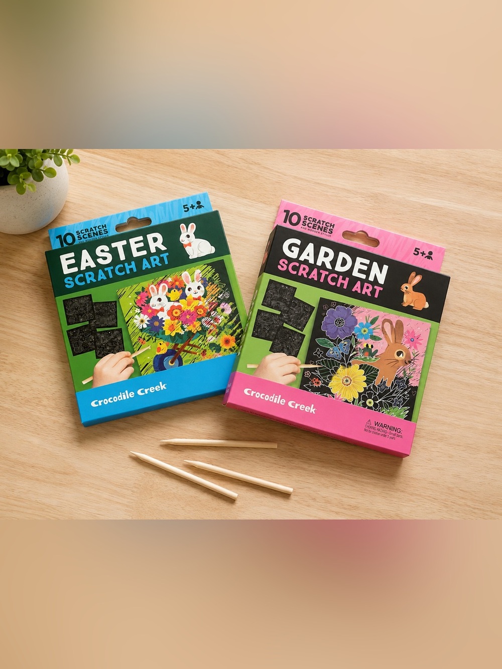 Crocodile Creek Easter & Garden Scratch Art Sets - Blue & Pink